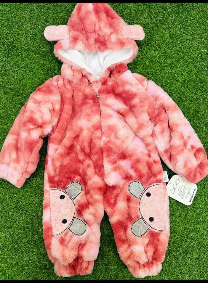 "Cozy Fleece Baby Romper with Cute Animal Ears – Winter Wear for Infants"