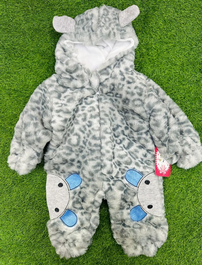 "Cozy Fleece Baby Romper with Cute Animal Ears – Winter Wear for Infants"