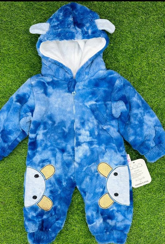 "Cozy Fleece Baby Romper with Cute Animal Ears – Winter Wear for Infants"
